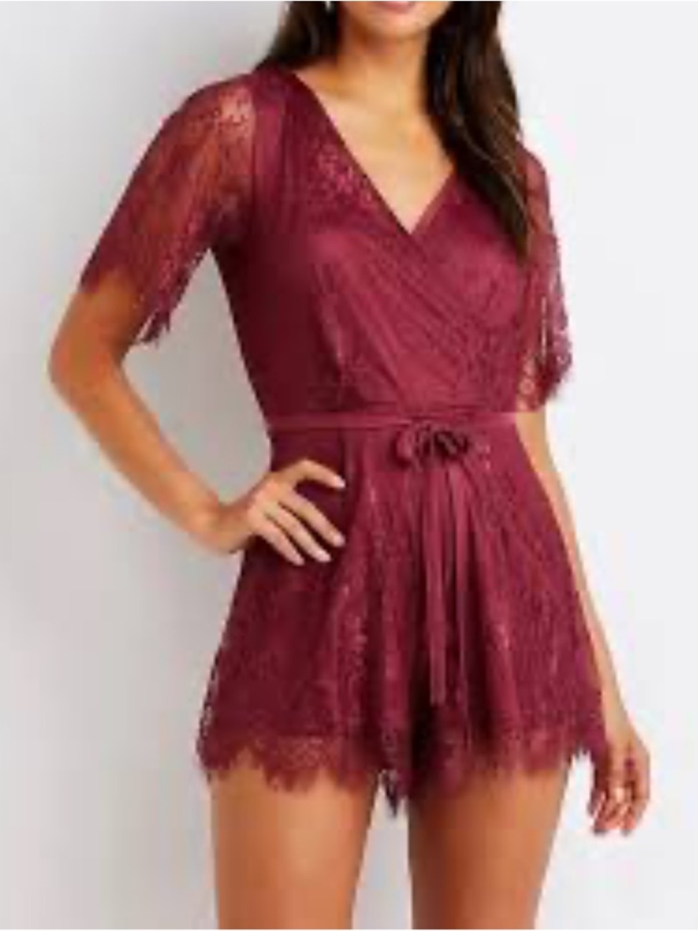 Charlotte Russe Burgundy Lace Romper
